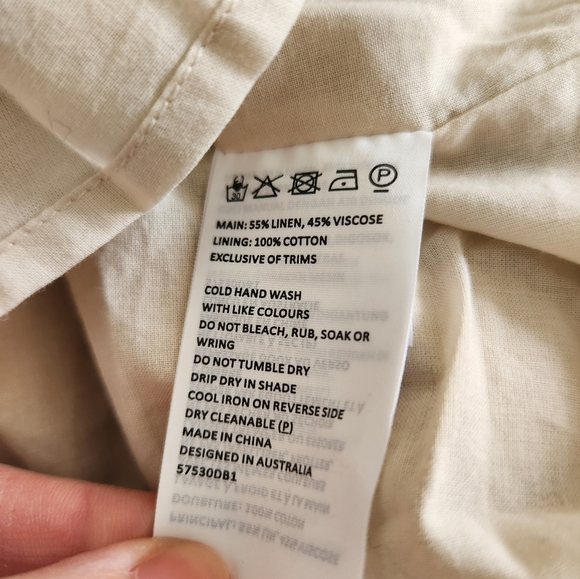 Bardot Nala Midi Dress In Beige Tiger Linen NWT Size XL/10 - Picture 3 of 11